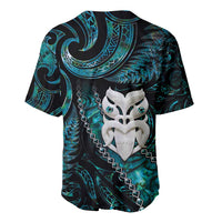 New Zealand Aotearoa Baseball Jersey Maori Wheku Paua Shell Glitter Turquoise LT05 - Polynesian Pride