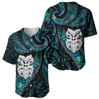 New Zealand Aotearoa Baseball Jersey Maori Wheku Paua Shell Glitter Turquoise LT05 - Polynesian Pride