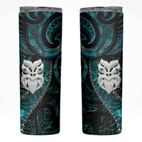 New Zealand Aotearoa Skinny Tumbler Maori Wheku Paua Shell Glitter Turquoise LT05 Turquoise - Polynesian Pride