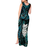 New Zealand Aotearoa Tank Maxi Dress Maori Wheku Paua Shell Glitter Turquoise LT05 - Polynesian Pride