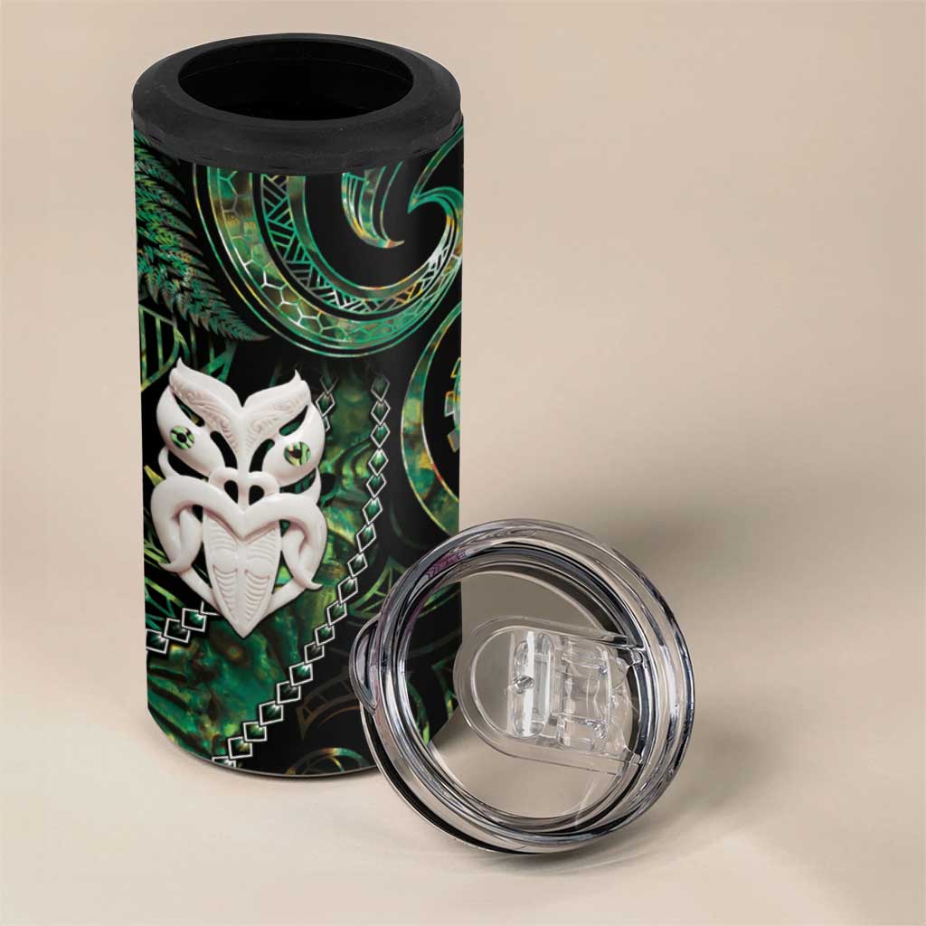 New Zealand Aotearoa 4 in 1 Can Cooler Tumbler Maori Wheku Paua Shell Glitter Green LT05 - Polynesian Pride