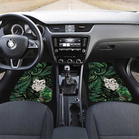 New Zealand Aotearoa Car Mats Maori Wheku Paua Shell Glitter Green LT05 Set 2pcs - Front Green - Polynesian Pride