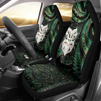 New Zealand Aotearoa Car Seat Cover Maori Wheku Paua Shell Glitter Green LT05 - Polynesian Pride