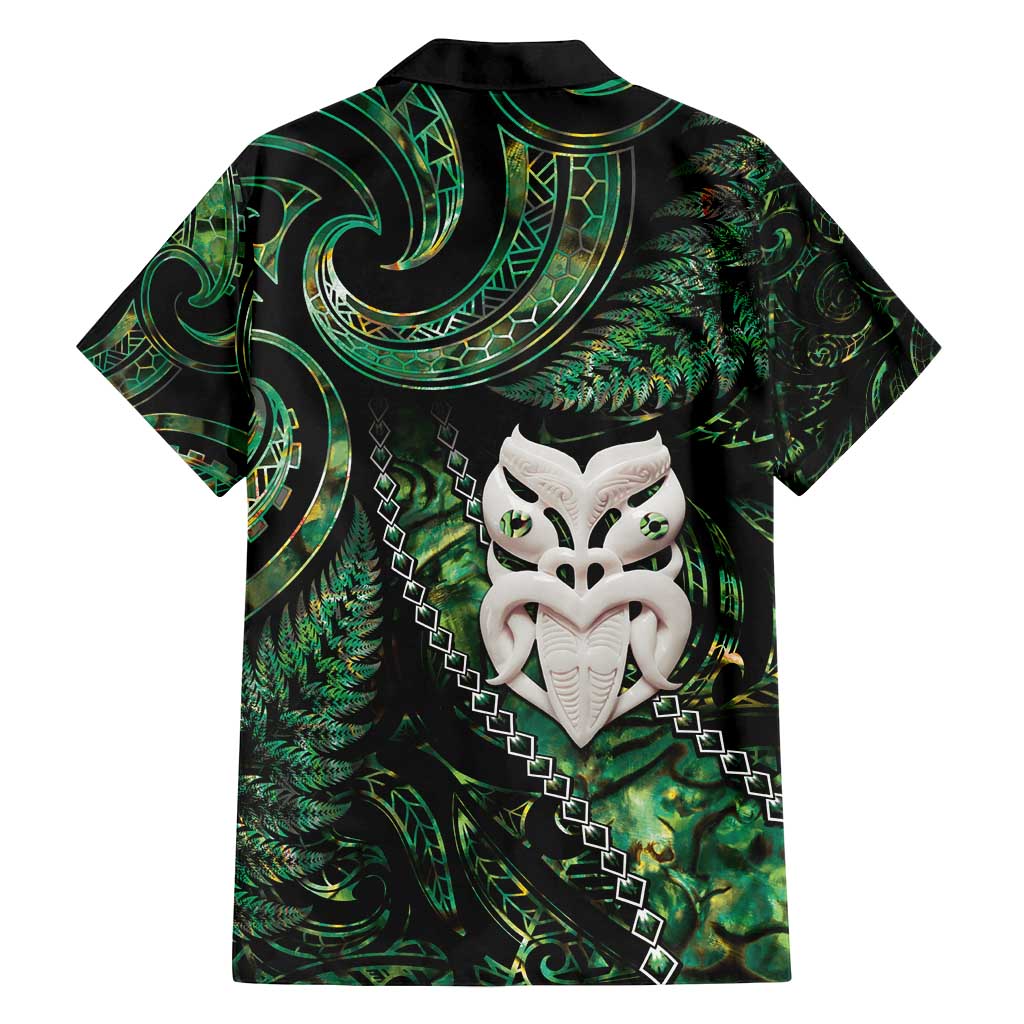 New Zealand Aotearoa Family Matching Long Sleeve Bodycon Dress and Hawaiian Shirt Maori Wheku Paua Shell Glitter Green LT05 - Polynesian Pride