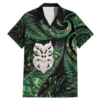 New Zealand Aotearoa Family Matching Mermaid Dress and Hawaiian Shirt Maori Wheku Paua Shell Glitter Green LT05 Dad's Shirt - Short Sleeve Green - Polynesian Pride