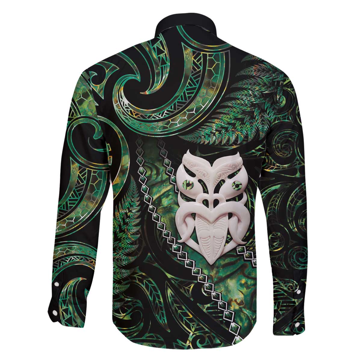 New Zealand Aotearoa Family Matching Puletasi and Hawaiian Shirt Maori Wheku Paua Shell Glitter Green LT05 - Polynesian Pride