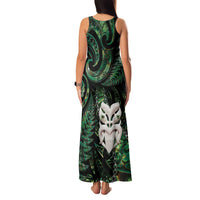 New Zealand Aotearoa Family Matching Tank Maxi Dress and Hawaiian Shirt Maori Wheku Paua Shell Glitter Green LT05 - Polynesian Pride