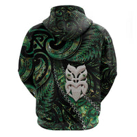 New Zealand Aotearoa Hoodie Maori Wheku Paua Shell Glitter Green