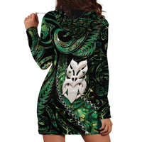 New Zealand Aotearoa Hoodie Dress Maori Wheku Paua Shell Glitter Green LT05 - Polynesian Pride