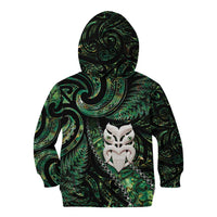 New Zealand Aotearoa Kid Hoodie Maori Wheku Paua Shell Glitter Green LT05 - Polynesian Pride