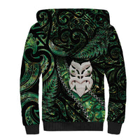 New Zealand Aotearoa Sherpa Hoodie Maori Wheku Paua Shell Glitter Green LT05 - Polynesian Pride
