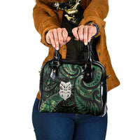 New Zealand Aotearoa Shoulder Handbag Maori Wheku Paua Shell Glitter Green LT05 One Size Green - Polynesian Pride