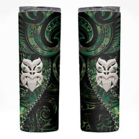 New Zealand Aotearoa Skinny Tumbler Maori Wheku Paua Shell Glitter Green LT05 Green - Polynesian Pride
