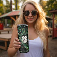 New Zealand Aotearoa Skinny Tumbler Maori Wheku Paua Shell Glitter Green LT05 - Polynesian Pride
