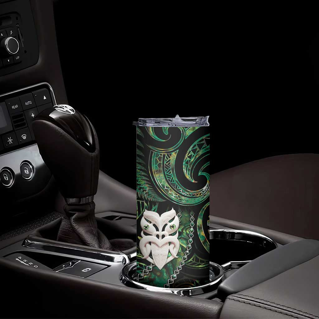 New Zealand Aotearoa Skinny Tumbler Maori Wheku Paua Shell Glitter Green LT05 - Polynesian Pride