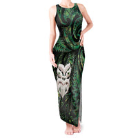 New Zealand Aotearoa Tank Maxi Dress Maori Wheku Paua Shell Glitter Green LT05 Women Green - Polynesian Pride