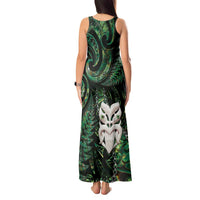 New Zealand Aotearoa Tank Maxi Dress Maori Wheku Paua Shell Glitter Green LT05 - Polynesian Pride