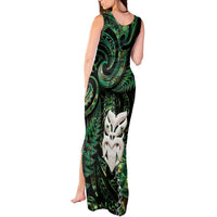New Zealand Aotearoa Tank Maxi Dress Maori Wheku Paua Shell Glitter Green LT05 - Polynesian Pride