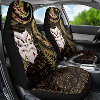 New Zealand Aotearoa Car Seat Cover Maori Wheku Paua Shell Glitter Gold LT05 - Polynesian Pride
