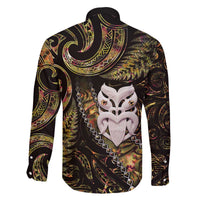 New Zealand Aotearoa Family Matching Off The Shoulder Long Sleeve Dress and Hawaiian Shirt Maori Wheku Paua Shell Glitter Gold LT05 - Polynesian Pride