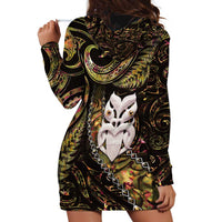 New Zealand Aotearoa Hoodie Dress Maori Wheku Paua Shell Glitter Gold LT05 - Polynesian Pride