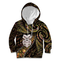 New Zealand Aotearoa Kid Hoodie Maori Wheku Paua Shell Glitter Gold LT05 Hoodie Gold - Polynesian Pride