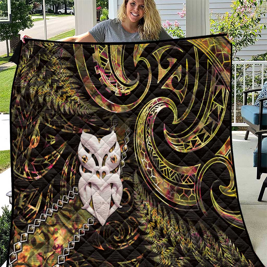 New Zealand Aotearoa Quilt Maori Wheku Paua Shell Glitter Gold LT05 Gold - Polynesian Pride