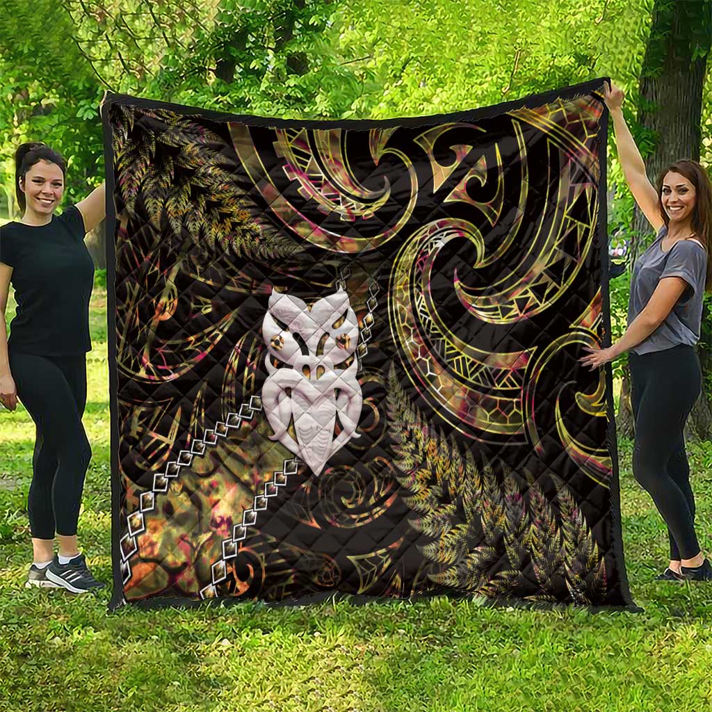 New Zealand Aotearoa Quilt Maori Wheku Paua Shell Glitter Gold LT05 - Polynesian Pride