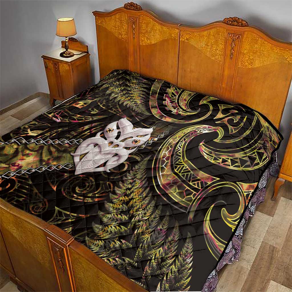 New Zealand Aotearoa Quilt Maori Wheku Paua Shell Glitter Gold LT05 - Polynesian Pride