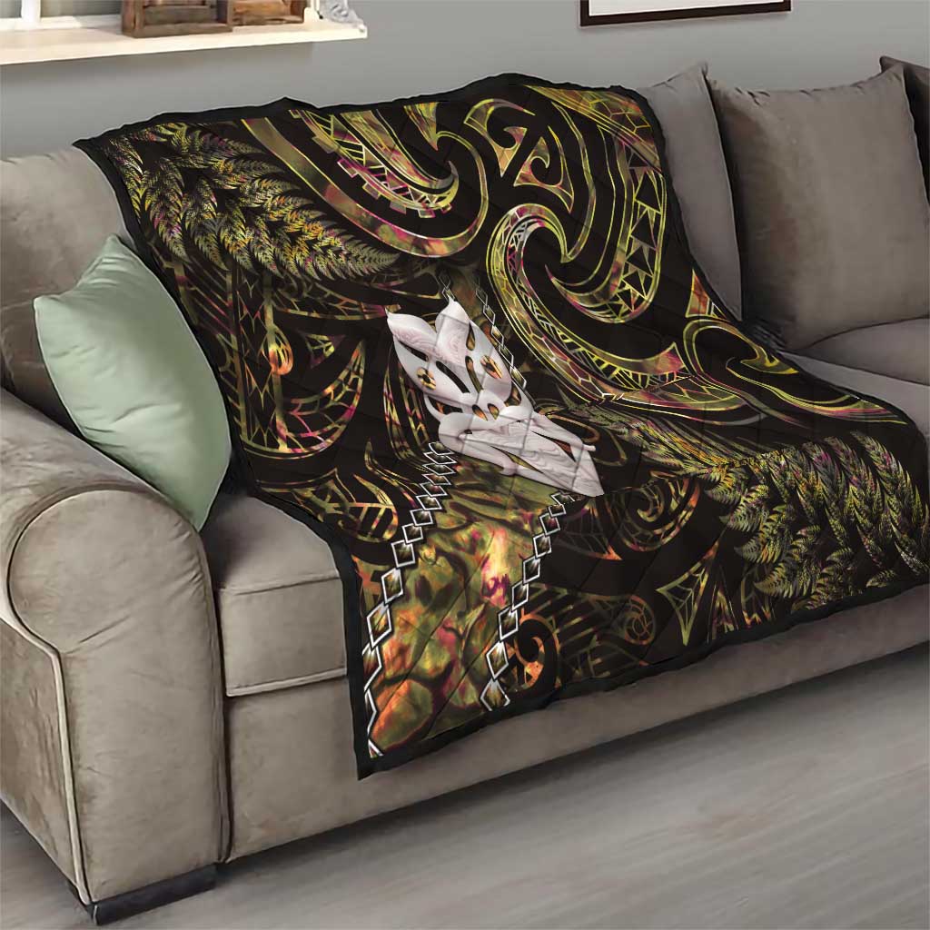 New Zealand Aotearoa Quilt Maori Wheku Paua Shell Glitter Gold LT05 - Polynesian Pride