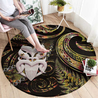 New Zealand Aotearoa Round Carpet Maori Wheku Paua Shell Glitter Gold LT05 - Polynesian Pride