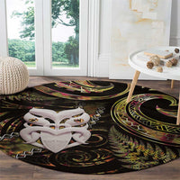 New Zealand Aotearoa Round Carpet Maori Wheku Paua Shell Glitter Gold LT05 - Polynesian Pride