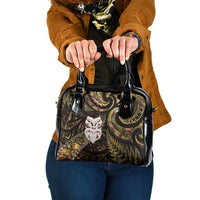 New Zealand Aotearoa Shoulder Handbag Maori Wheku Paua Shell Glitter Gold LT05 One Size Gold - Polynesian Pride