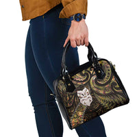 New Zealand Aotearoa Shoulder Handbag Maori Wheku Paua Shell Glitter Gold LT05 - Polynesian Pride