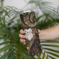 New Zealand Aotearoa Skinny Tumbler Maori Wheku Paua Shell Glitter Gold LT05 - Polynesian Pride