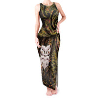 New Zealand Aotearoa Tank Maxi Dress Maori Wheku Paua Shell Glitter Gold LT05 Women Gold - Polynesian Pride