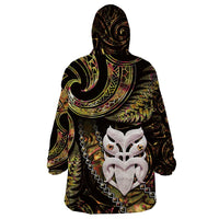 New Zealand Aotearoa Wearable Blanket Hoodie Maori Wheku Paua Shell Glitter Gold LT05 - Polynesian Pride