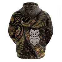 New Zealand Aotearoa Zip Hoodie Maori Wheku Paua Shell Glitter Gold LT05 - Polynesian Pride
