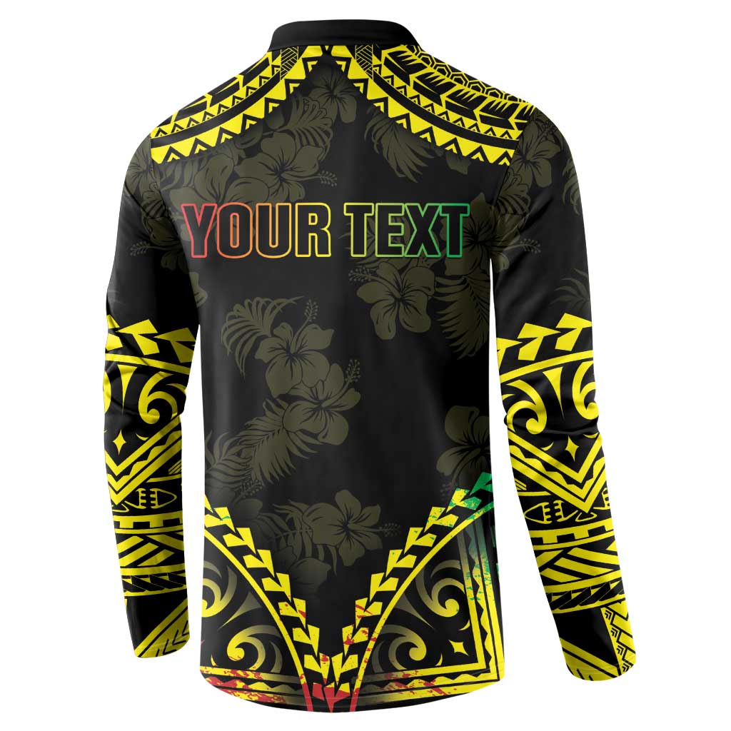 Aloha Tropical Palm Trees Button Sweatshirt Reggae Polynesian Pattern