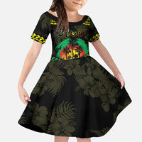 Aloha Tropical Palm Trees Family Matching Mermaid Dress and Hawaiian Shirt Reggae Polynesian Pattern LT05 Daughter's Dress Black - Polynesian Pride