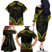 Aloha Tropical Palm Trees Family Matching Off The Shoulder Long Sleeve Dress and Hawaiian Shirt Reggae Polynesian Pattern LT05 - Polynesian Pride