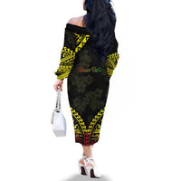 Aloha Tropical Palm Trees Family Matching Off The Shoulder Long Sleeve Dress and Hawaiian Shirt Reggae Polynesian Pattern LT05 - Polynesian Pride