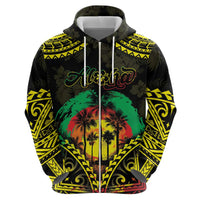 Aloha Tropical Palm Trees Hoodie Reggae Polynesian Pattern