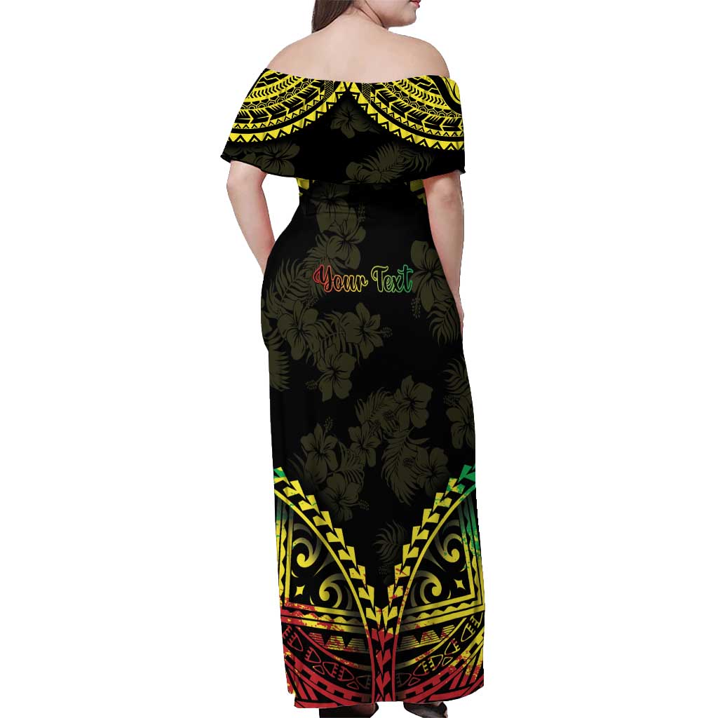 Aloha Tropical Palm Trees Off Shoulder Maxi Dress Reggae Polynesian Pattern