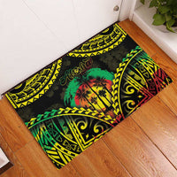 Aloha Tropical Palm Trees Rubber Doormat Reggae Polynesian Pattern