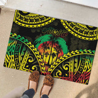 Aloha Tropical Palm Trees Rubber Doormat Reggae Polynesian Pattern