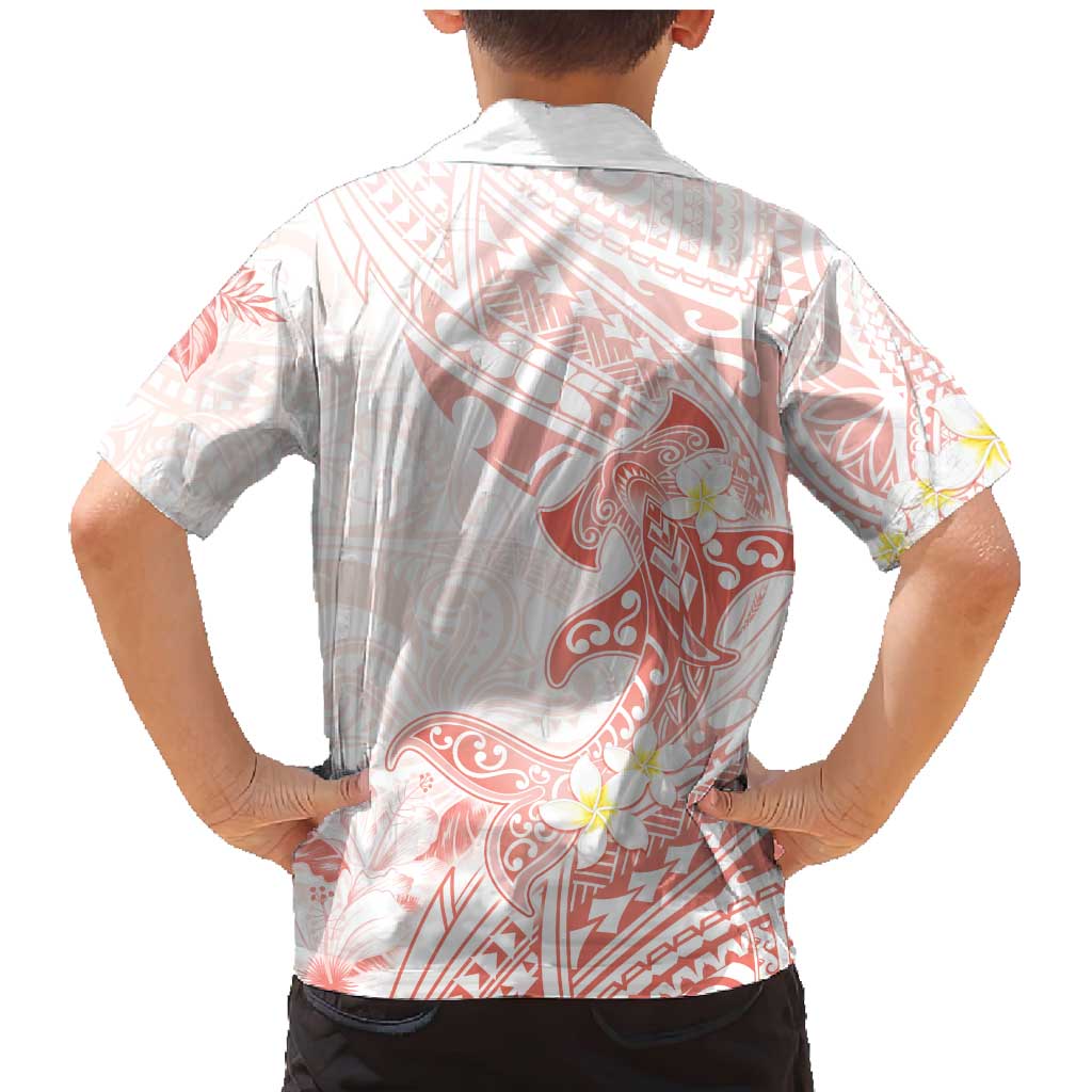 Polynesia Hammerhead Shark Family Matching Mermaid Dress and Hawaiian Shirt Tropical Flowers Tribal Pattern Peach LT05 - Polynesian Pride