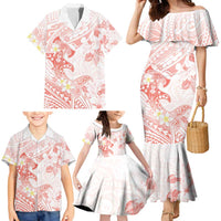 Polynesia Hammerhead Shark Family Matching Mermaid Dress and Hawaiian Shirt Tropical Flowers Tribal Pattern Peach LT05 - Polynesian Pride