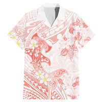 Polynesia Hammerhead Shark Family Matching Mermaid Dress and Hawaiian Shirt Tropical Flowers Tribal Pattern Peach LT05 Dad's Shirt - Short Sleeve Peach - Polynesian Pride