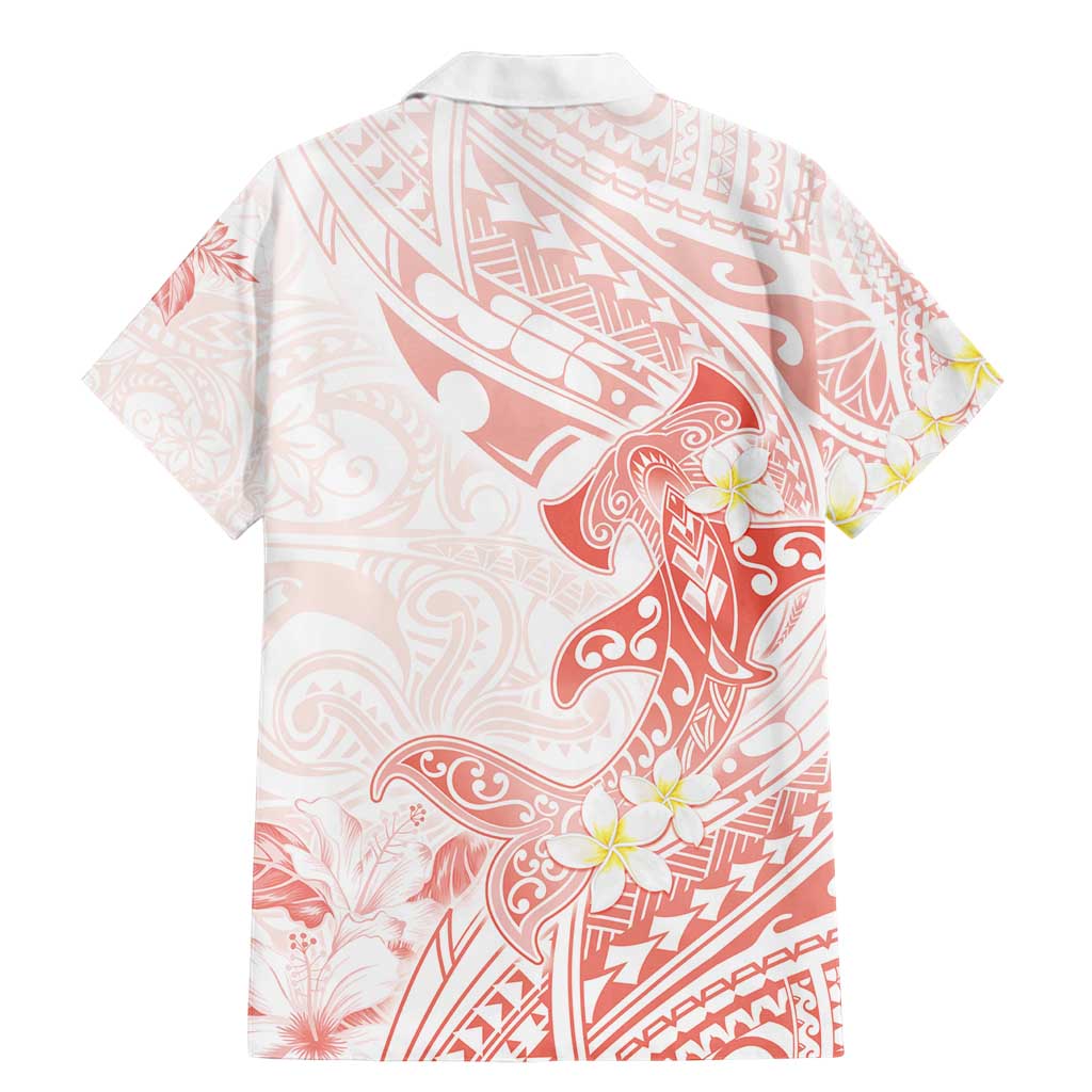 Polynesia Hammerhead Shark Family Matching Mermaid Dress and Hawaiian Shirt Tropical Flowers Tribal Pattern Peach LT05 - Polynesian Pride